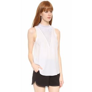 A.L.C. Alec White Sleeveless Crochet Illusion Panel Blouse - Size 0